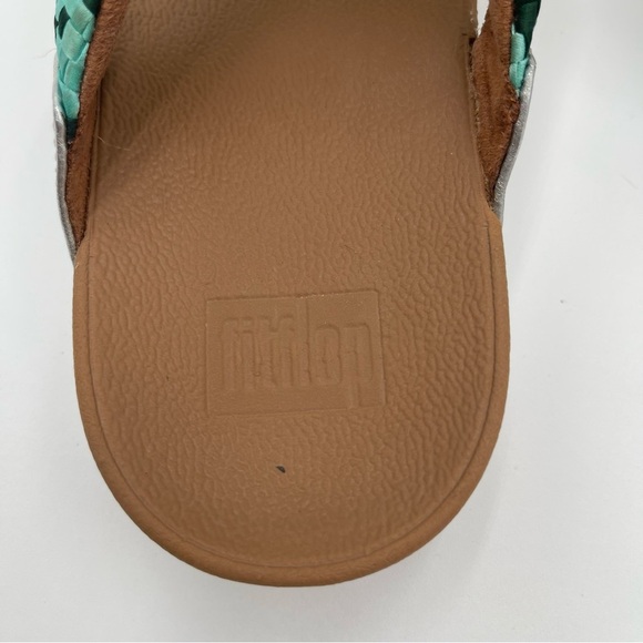 Fitflop Lulu Silky Weave Green Wedge Thong Sandals Women’s size 10 Comfort - Picture 10 of 13